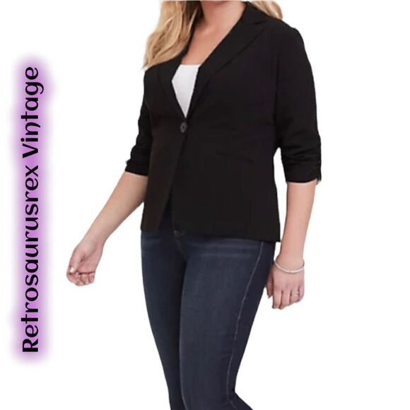 𝅺torrid Studio Black 3/4 Length Sleeve Stretch Blazer, Size 0 - Picture 6 of 7